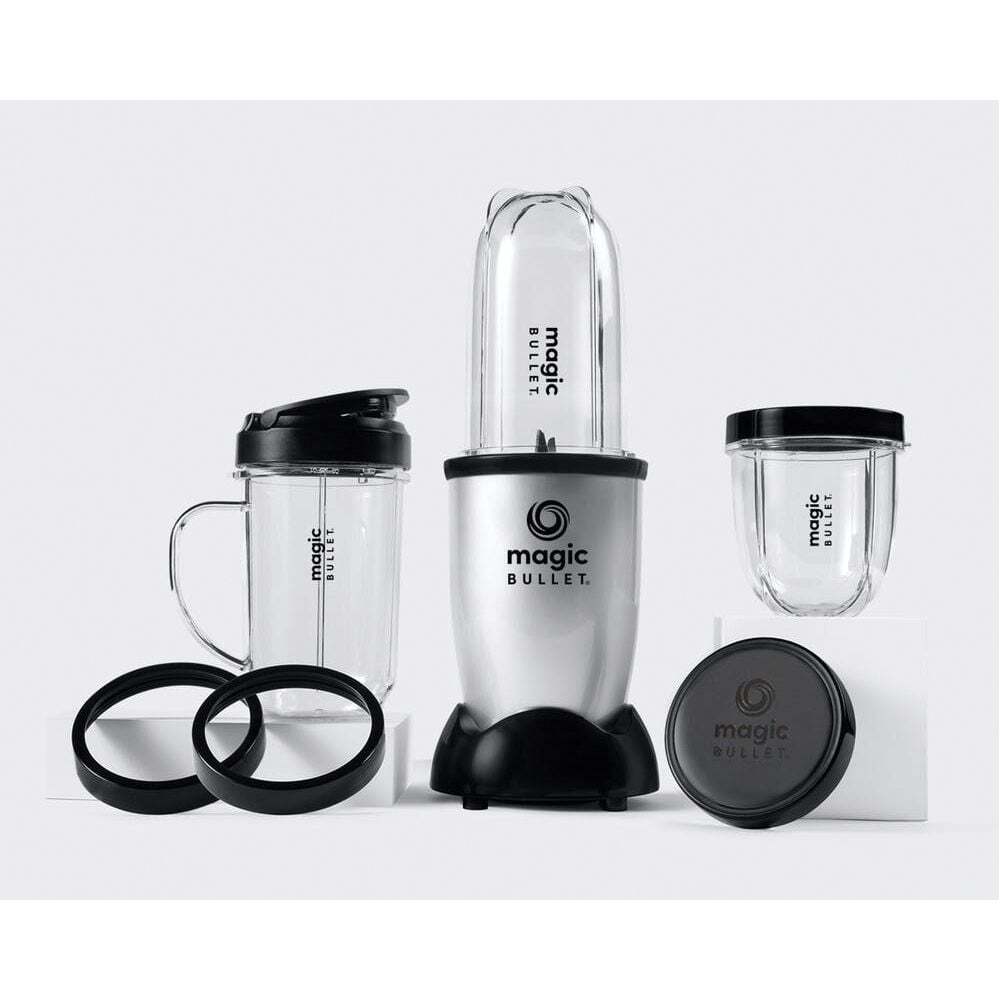 Magic Bullet Blender Set - Silver with Multiple Cups and Lids